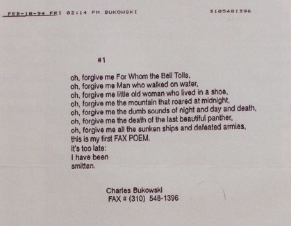 Charles Bukowski의 마지막 팩스 시 한글 번역